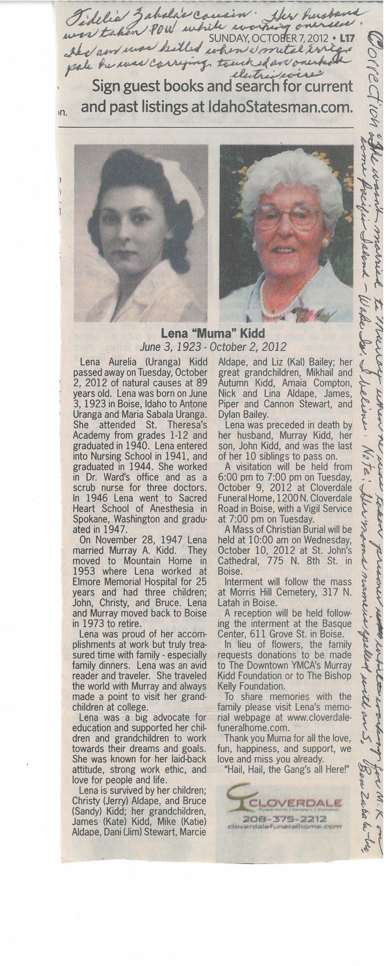 Kidd, Lena Aurelia Uranga