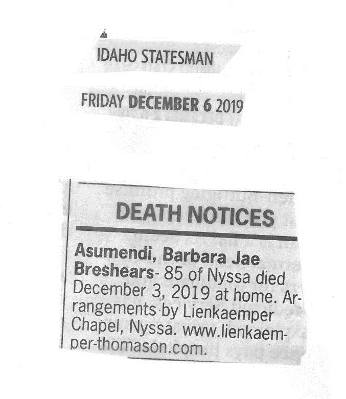 Asumendi, Barbara Jae Breshears 2