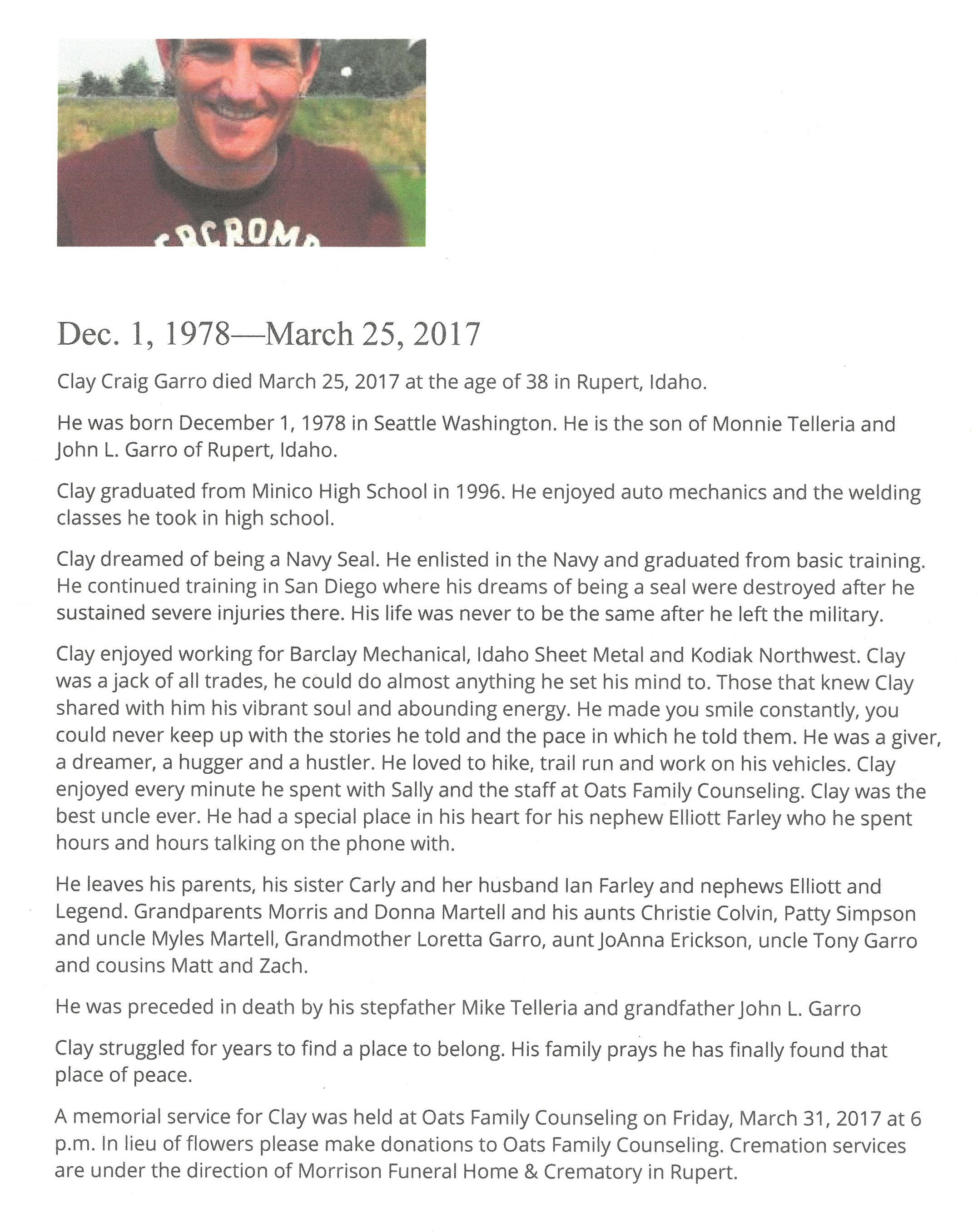 Garro_Clay_Craig_Obituary
