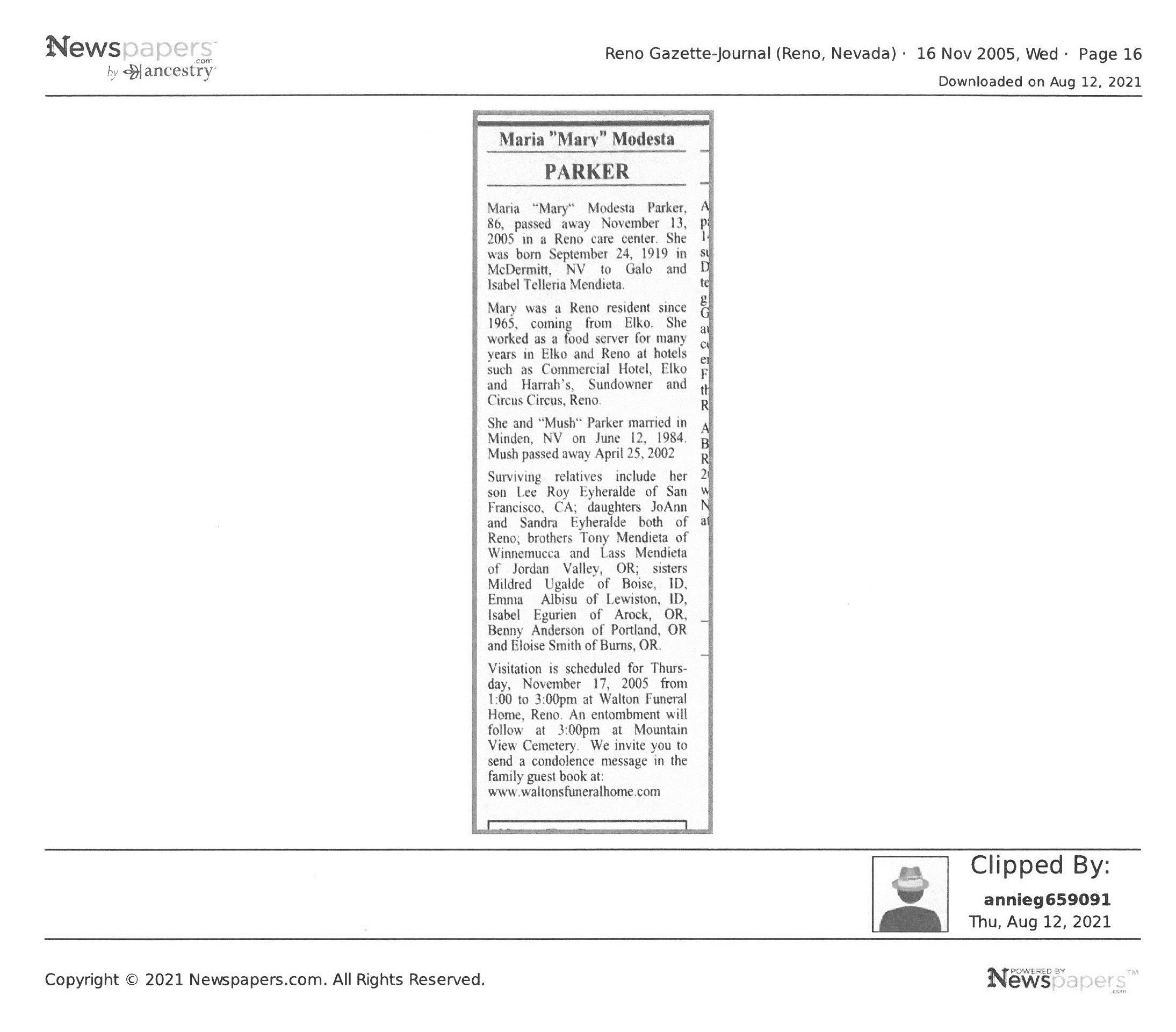 Parker_Maria_(Mary)_Modesta_Obituary