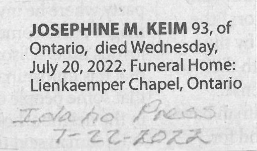 Keim_Josephine_Martina_Obituary