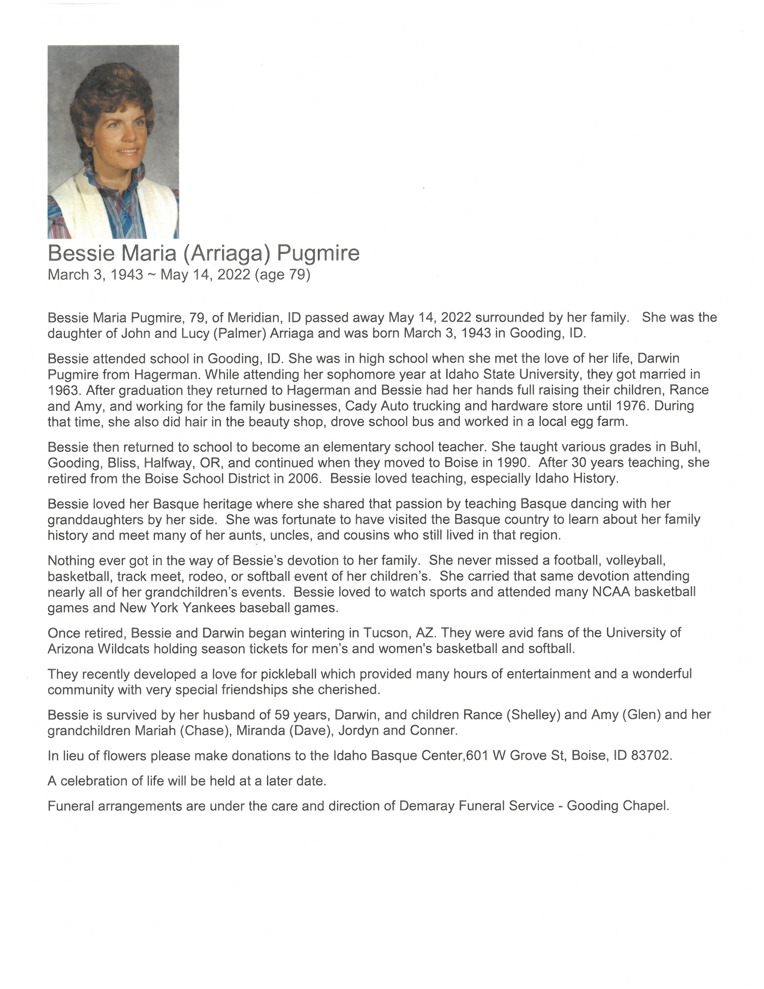 Pugmire,Bessie Maria Arriaga