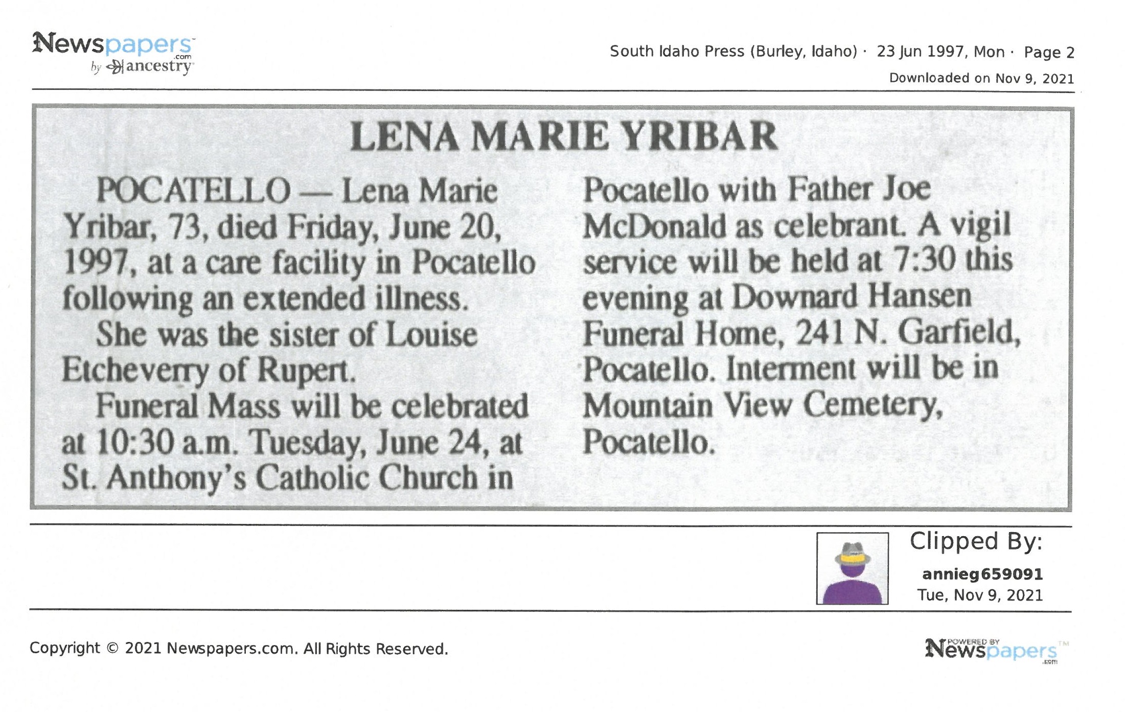 Yribar_Lena_Marie_Obituary