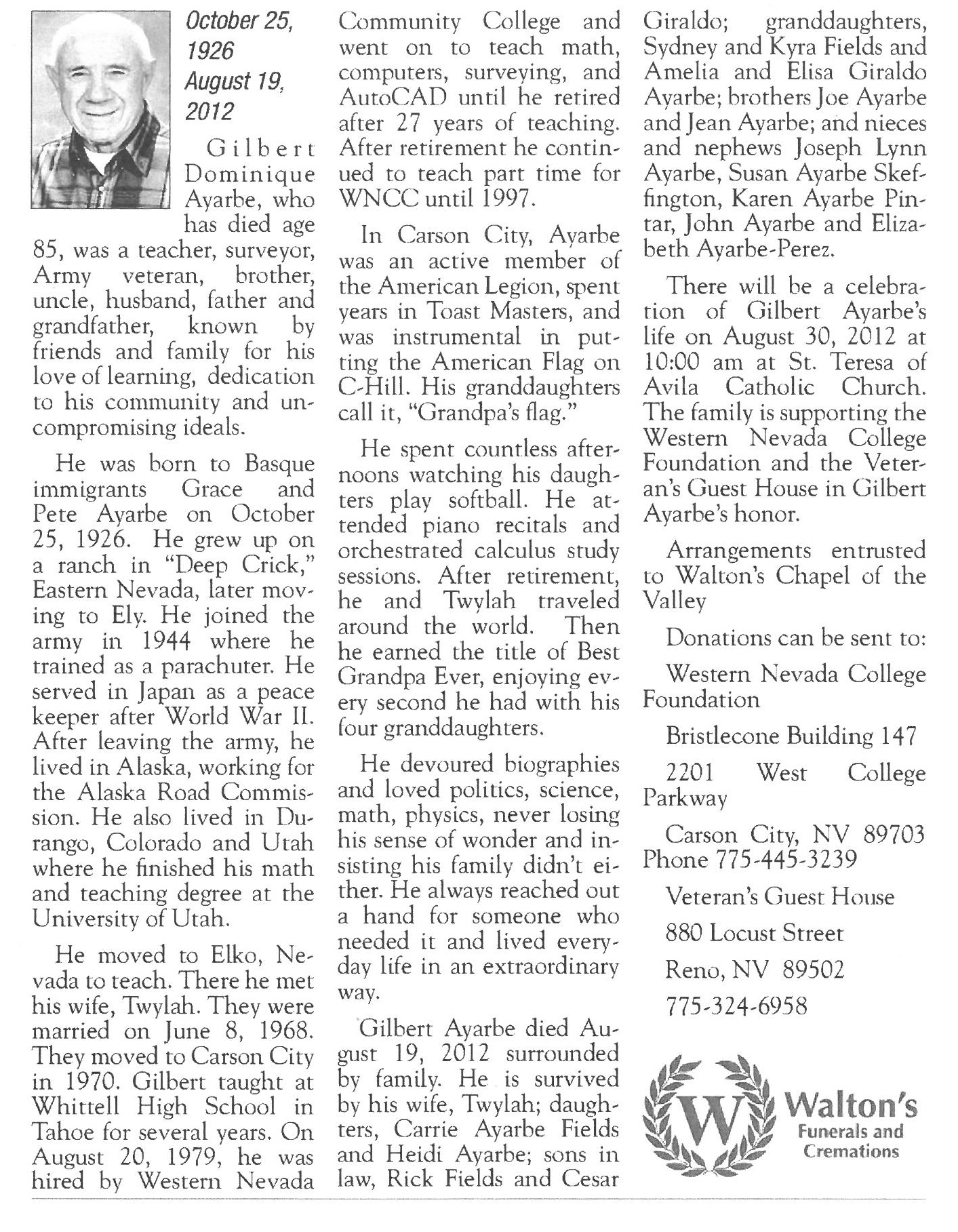 Gilbert Dominique Ayarbe The Basque Museum Cultural Center Boise ID