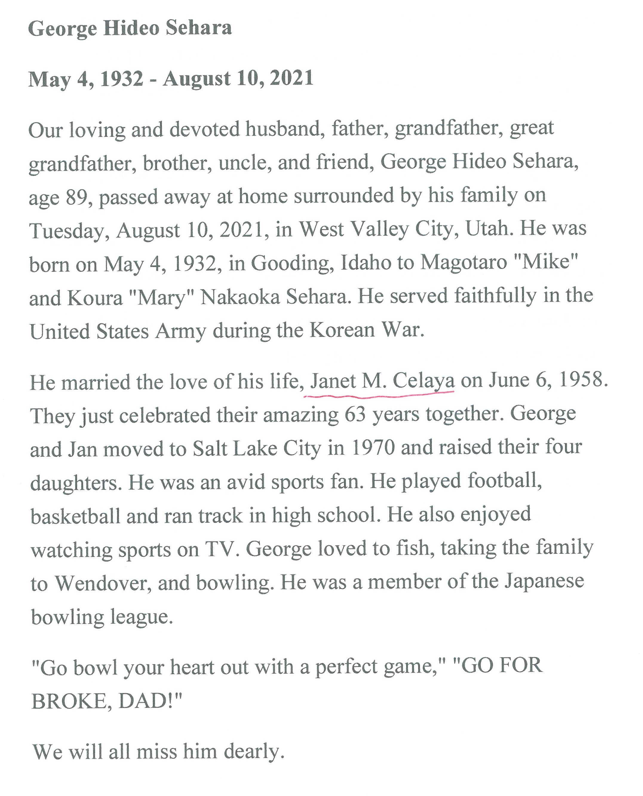 Sehara_George_Hideo_Obituary
