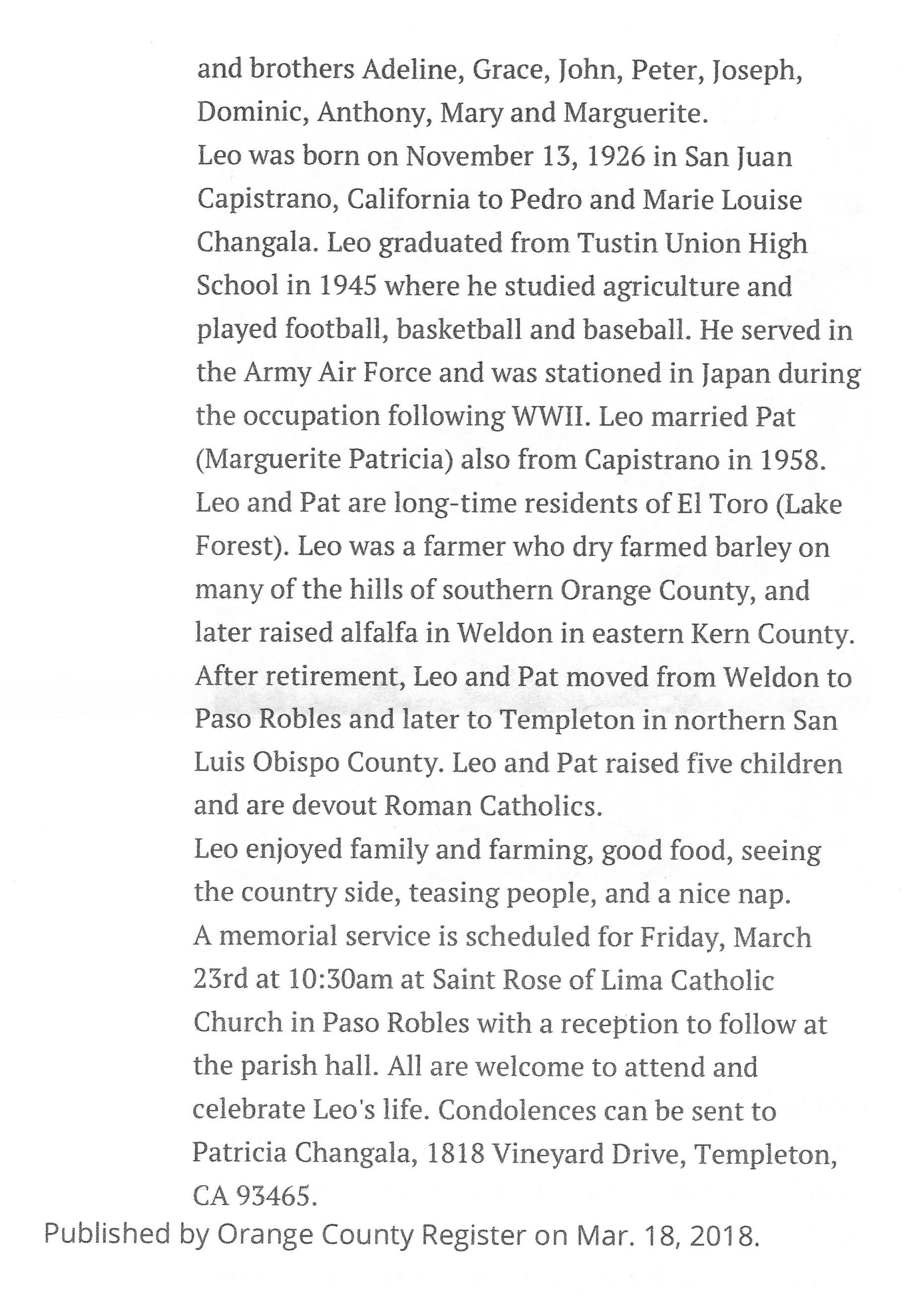 Changala, Leon John 2