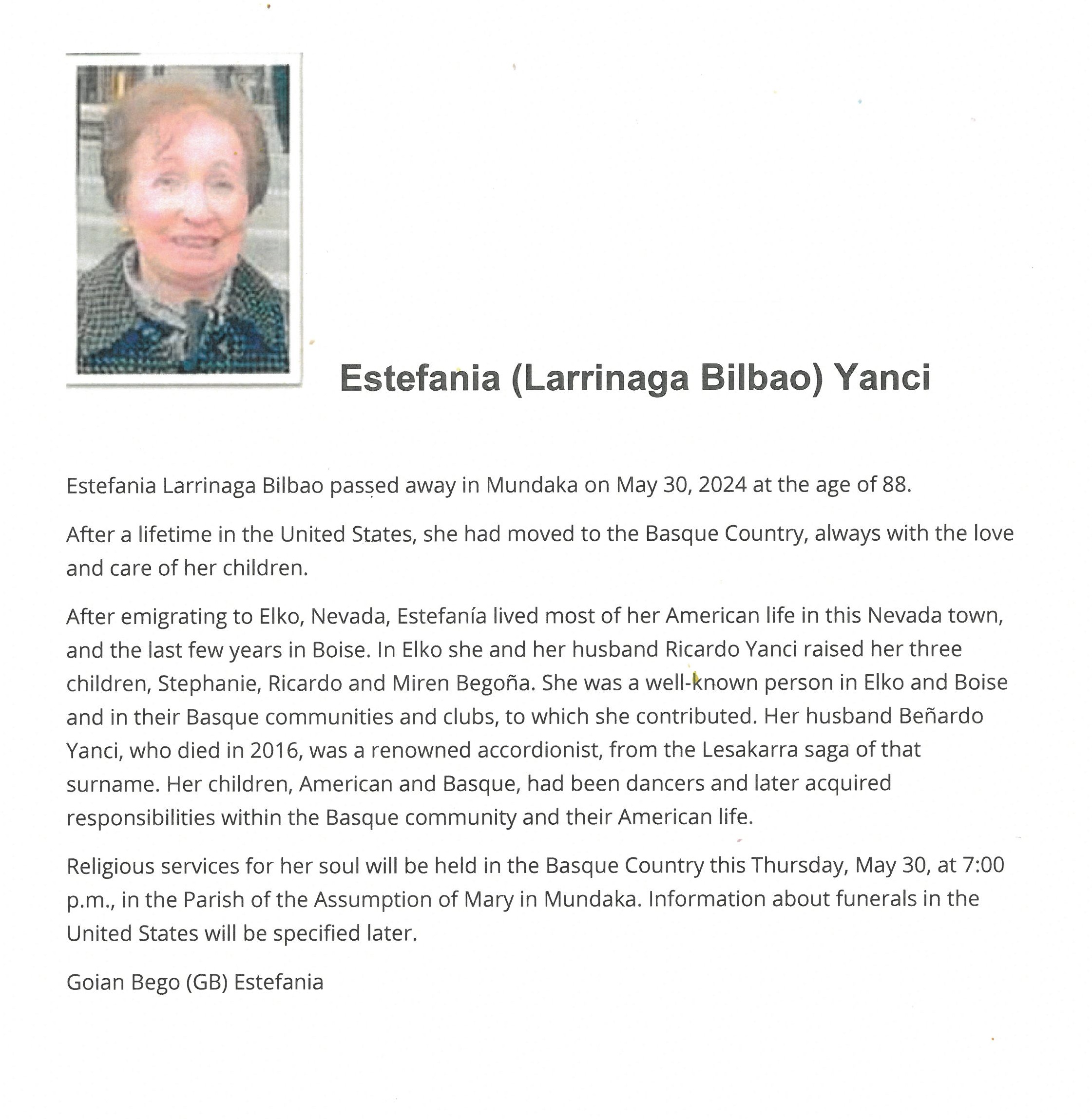 Yanci_Estefania_Larrinaga_Bilbao_Obituary